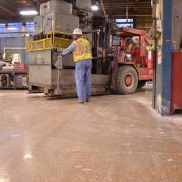 Mechanically Polished Concrete Handles Industrial Forklifts